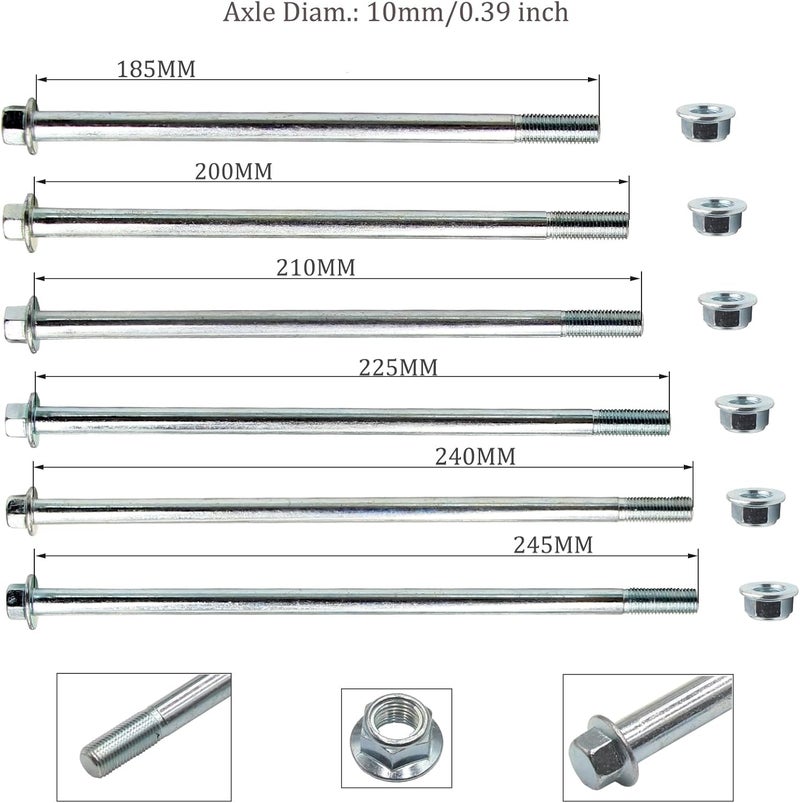 Greesp 10mm Rear Axle Fit for Jonway 50cc 125cc Scooter Motorcycle Dirt Bike QUAD ATV (185mm Axle Length) - Image 3
